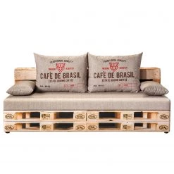 Mooved Canapé convertible Gabun - Tissage à plat - Marron / Beige - Suspension à ressorts ondulés