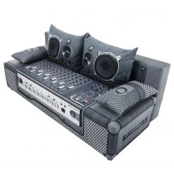 Mooved Canapé convertible Gabun - Tissage à plat - Bleu / Argenté - Suspension à ressorts ondulés