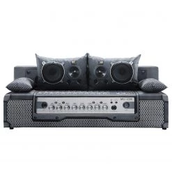 Mooved Canapé convertible Gabun - Tissage à plat - Bleu / Argenté - Suspension à ressorts ondulés -Canapés Soldes Magasin 1000296971 211018 10254002610 DETAILS P000000001000296971