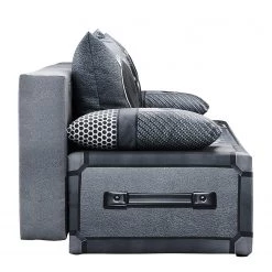 Mooved Canapé convertible Gabun - Tissage à plat - Bleu / Argenté - Suspension à ressorts ondulés -Canapés Soldes Magasin 1000296971 211018 10254002621 DETAILS P000000001000296971