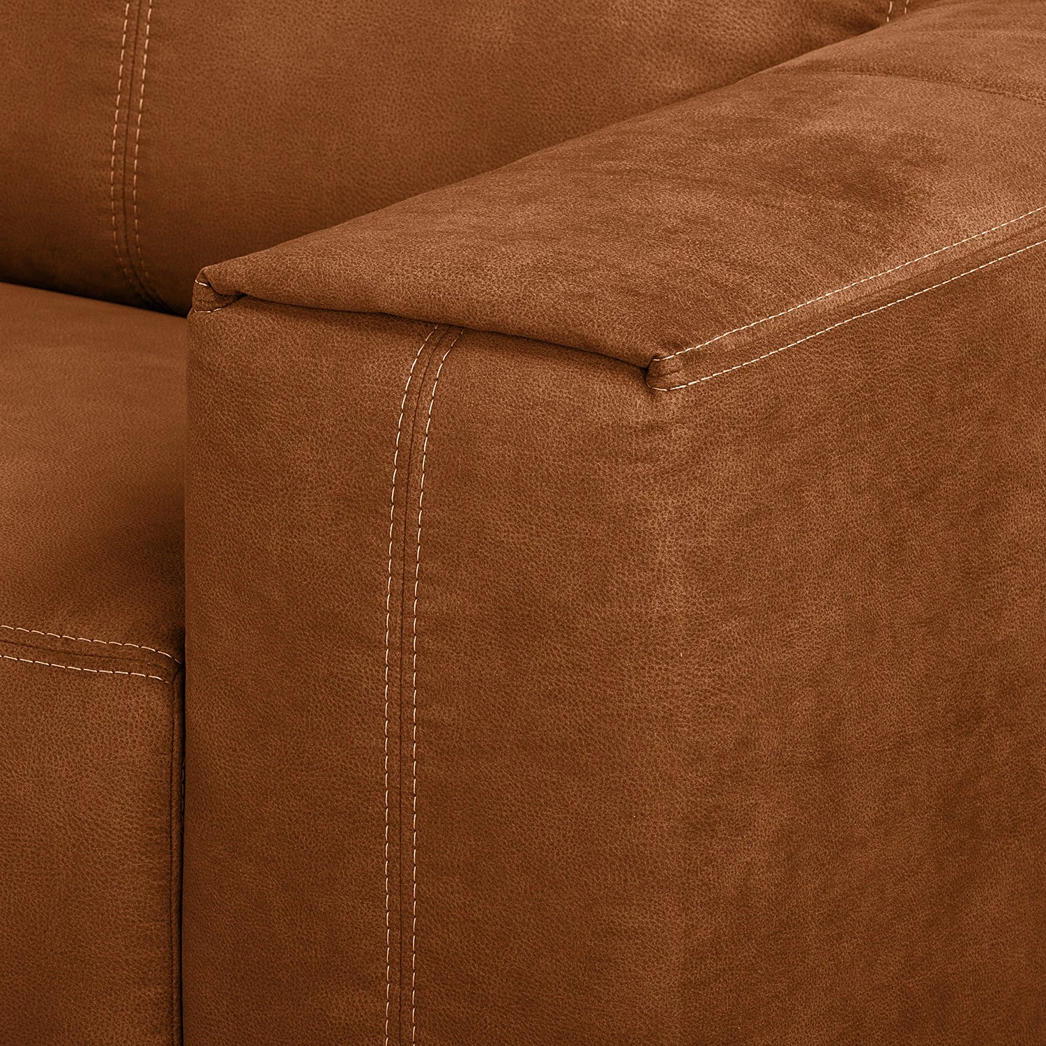 Loftscape Canapé d’angle Gatsby - Aspect cuir vieilli - Microfibre Zaira: Cognac - Méridienne courte à gauche (vue de face) 9 Loftscape Canapé d’angle Gatsby - Aspect cuir vieilli - Microfibre Zaira: Cognac - Méridienne courte à gauche (vue de face) – Image 9