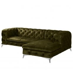 Canapé d’angle Merlin II - Velours Tomi: Vert vieilli - Méridienne courte à droite (vue de face) -Canapés Soldes Magasin 1000299146 211214 18050902676 DETAILS P000000001000299146