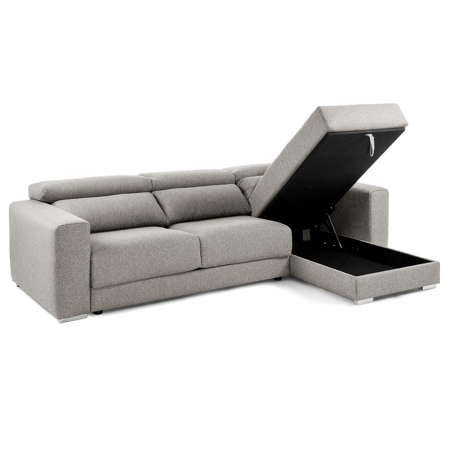 Loftscape Canapé d’angle Karrum - Chenille - Tissu Chenille Chaja: Gris clair - Méridienne longue à droite (vue de face) 7 Loftscape Canapé d’angle Karrum - Chenille - Tissu Chenille Chaja: Gris clair - Méridienne longue à droite (vue de face) – Image 7