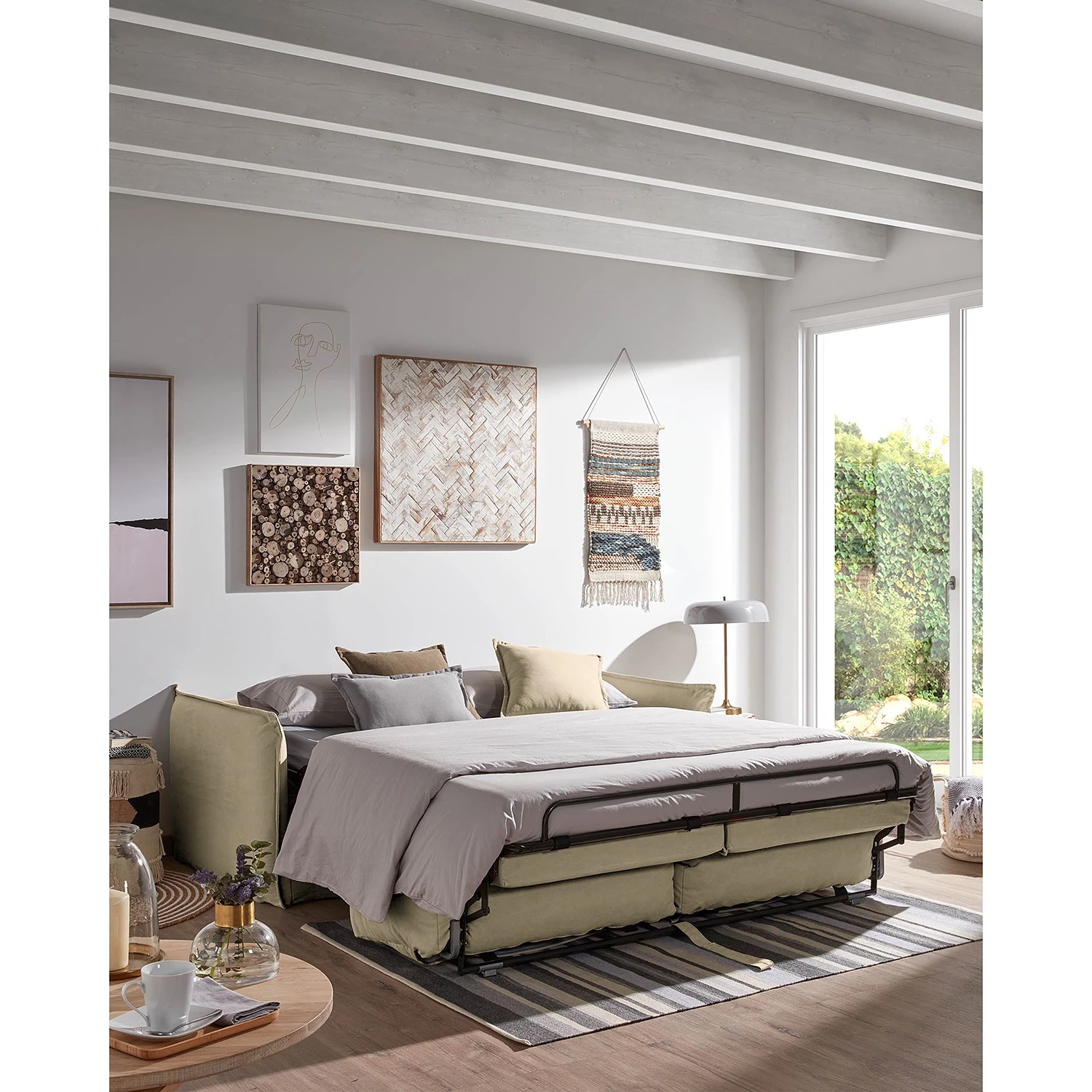 Loftscape Canapé convertible Gunn - Lin - Lin Blina: Taupe - Largeur : 202 cm 3 Loftscape Canapé convertible Gunn - Lin - Lin Blina: Taupe - Largeur : 202 cm – Image 3