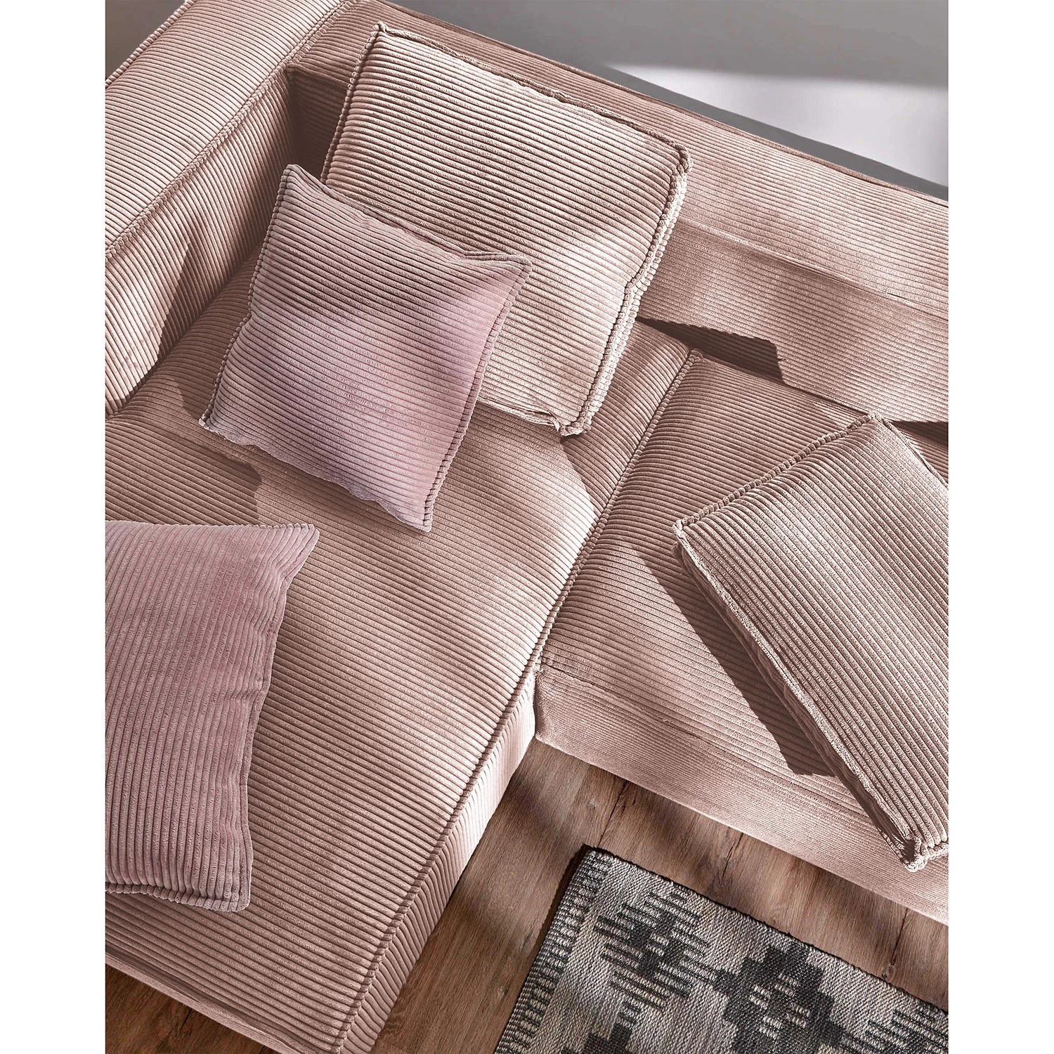 Loftscape Canapé d’angle Marita - Velours côtelé Lole: Mauve - Méridienne courte à gauche (vue de face) 3 Loftscape Canapé d’angle Marita - Velours côtelé Lole: Mauve - Méridienne courte à gauche (vue de face) – Image 3