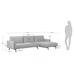 Loftscape Canapé d’angle Norfolk - Velours - Tissu Chenille Gratia: Beige - Méridienne courte à droite (vue de face) -Canapés Soldes Magasin 1000300418 211229 150310001340 SKETCH DETAILS P000000001000300418 sketch