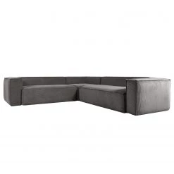 Loftscape Canapé d’angle Novato - Velours côtelé Lole: Gris clair - Largeur : 290 cm - Isocèles