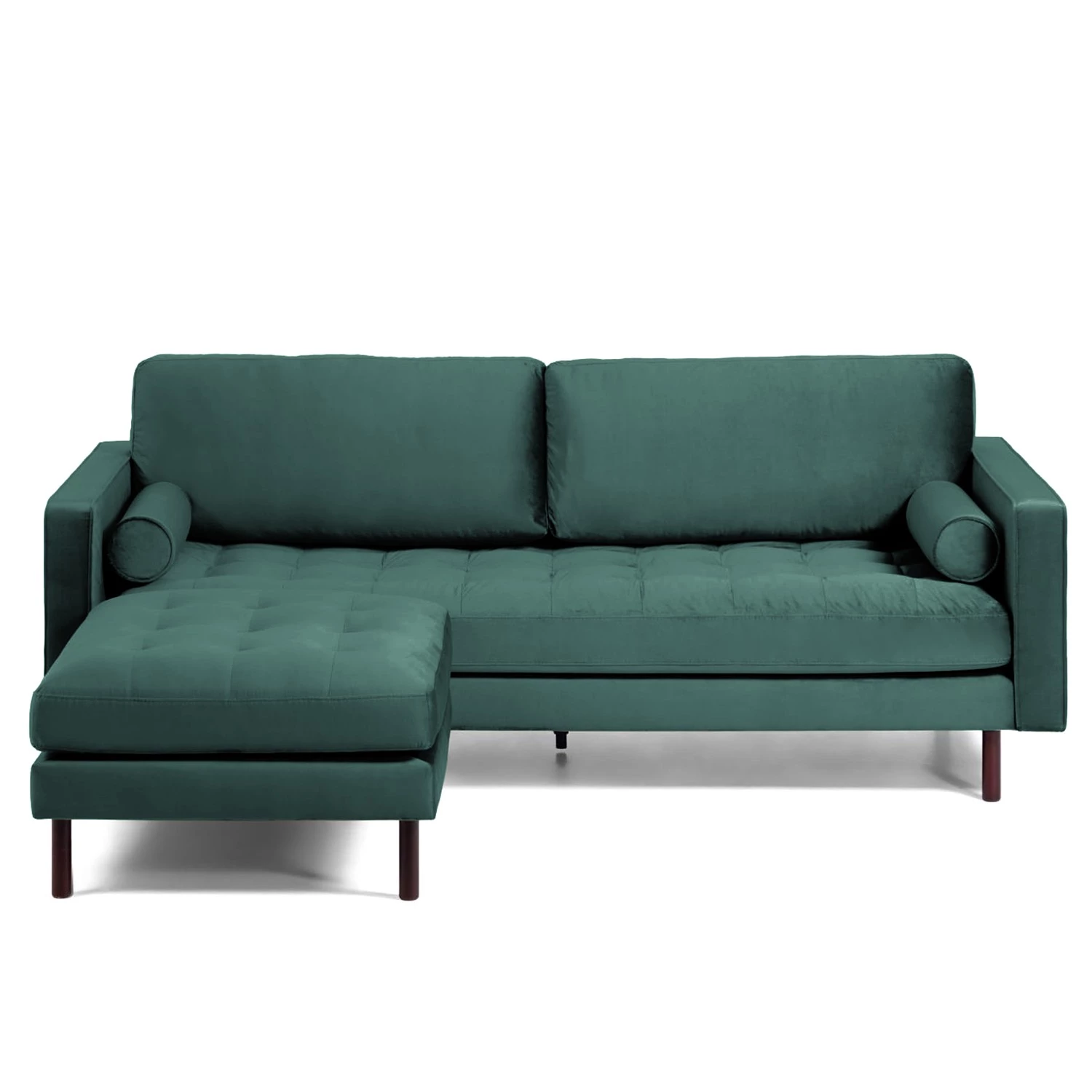 Loftscape Canapé d’angle Monza - Velours - Velours Juin: Pétrole - Largeur : 222 cm - Méridienne courte à gauche (vue de face) 6 Loftscape Canapé d’angle Monza - Velours - Velours Juin: Pétrole - Largeur : 222 cm - Méridienne courte à gauche (vue de face) – Image 6