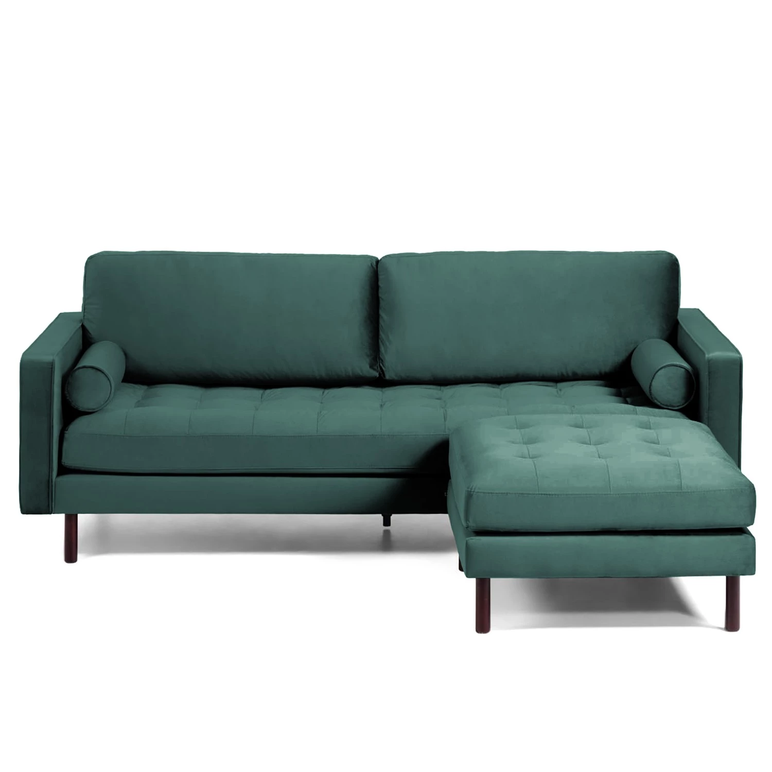 Loftscape Canapé d’angle Monza - Velours - Velours Juin: Pétrole - Largeur : 222 cm - Méridienne courte à gauche (vue de face) 7 Loftscape Canapé d’angle Monza - Velours - Velours Juin: Pétrole - Largeur : 222 cm - Méridienne courte à gauche (vue de face) – Image 7