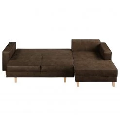 Canapé d’angle MAISON, fonction couchage - Tissu composite Dalia: Marron foncé - Méridienne courte à droite (vue de face) -Canapés Soldes Magasin 1000306765 211207 11475600643 DETAILS P000000001000306765