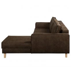 Canapé d’angle MAISON, fonction couchage - Tissu composite Dalia: Marron foncé - Méridienne courte à droite (vue de face) -Canapés Soldes Magasin 1000306765 211207 11475600659 DETAILS P000000001000306765