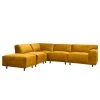 Jack & Alice Canapé d’angle Bramming - Velours - Velours Juna: Or - Méridienne longue à gauche (vue de face)