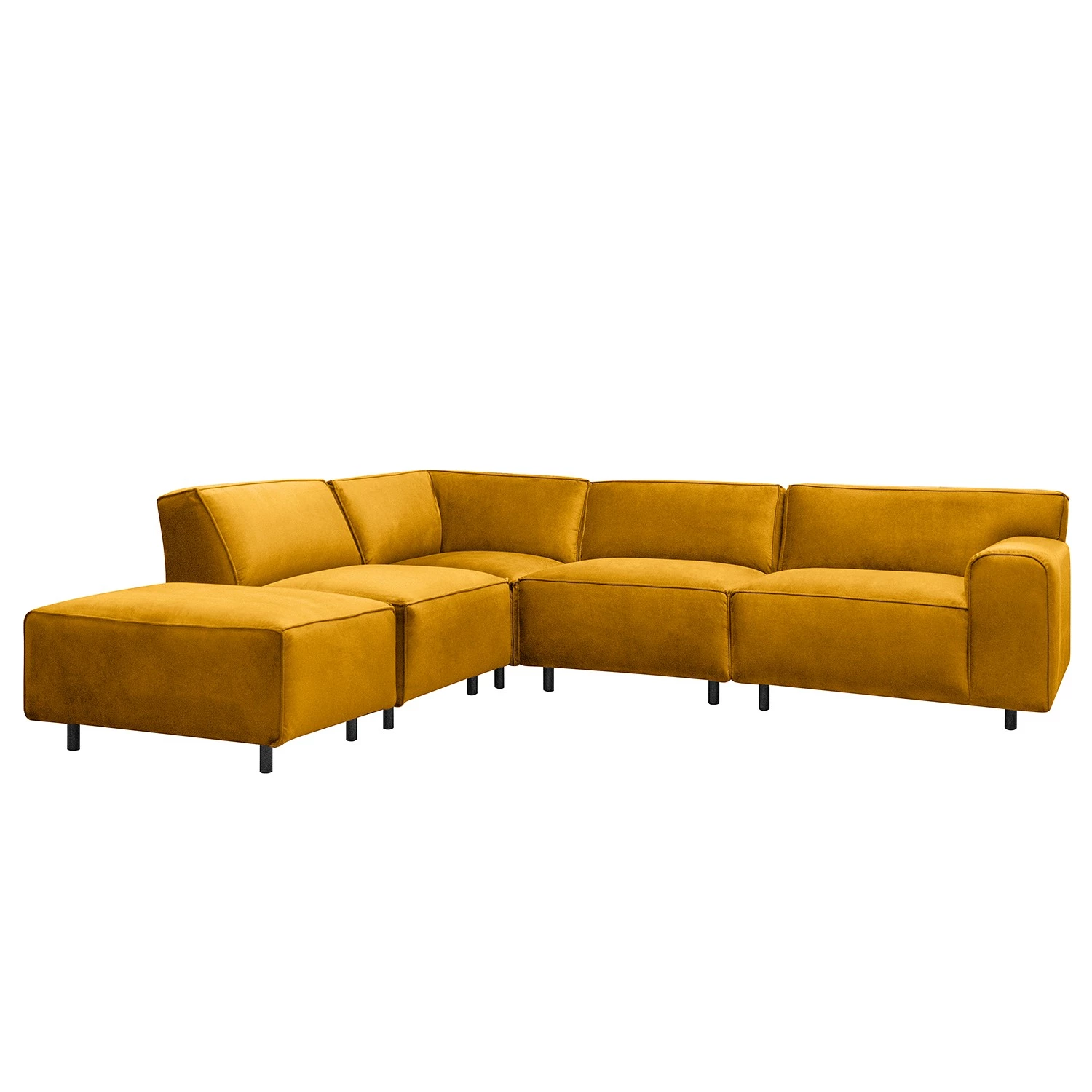 Jack & Alice Canapé d’angle Bramming - Velours - Velours Juna: Or - Méridienne longue à gauche (vue de face) 1 Jack & Alice Canapé d’angle Bramming - Velours - Velours Juna: Or - Méridienne longue à gauche (vue de face)