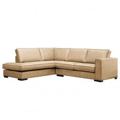 Ars manufacti Canapé d’angle Locana - Microfibre Cheri: Sablé - Méridienne longue à gauche (vue de face)