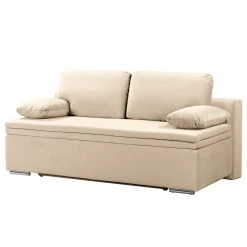 Fredriks Canapé convertible boxspring Goodlow - Velours - Velours Vaia: Crème - Avec fonction couchage