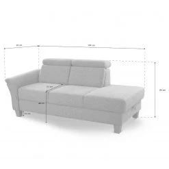 Fredriks Méridienne Eustis - Tissage à plat - Tissu Amra: Argent - Méridienne courte à gauche (vue de face) -Canapés Soldes Magasin 1000314616 211221 130511001176 SKETCH DETAILS P000000001000314616 sketch