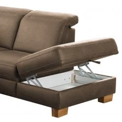 Fredriks Canapé d’angle Kikuu - Microfibre - Microfibre Taeko: Marron foncé - Méridienne longue à droite (vue de face) - Avec fonction couchage -Canapés Soldes Magasin 1000314637 211221 130528001041 DETAILS P000000001000314637