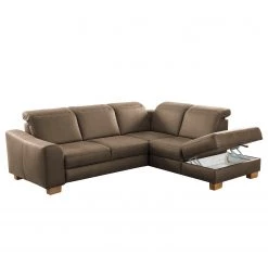 Fredriks Canapé d’angle Kikuu - Microfibre - Microfibre Taeko: Marron foncé - Méridienne longue à droite (vue de face) - Avec fonction couchage -Canapés Soldes Magasin 1000314637 211221 13052800993 DETAILS P000000001000314637