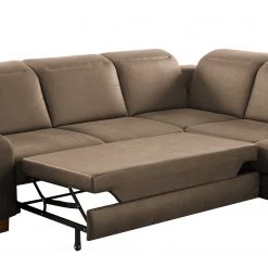 Fredriks Canapé d’angle Kikuu - Microfibre - Microfibre Taeko: Marron foncé - Méridienne longue à droite (vue de face) - Avec fonction couchage -Canapés Soldes Magasin 1000314637 211221 130529001048 DETAILS P000000001000314637