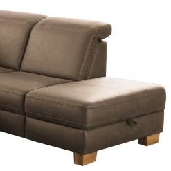 Fredriks Canapé d’angle Kikuu - Microfibre - Microfibre Taeko: Marron foncé - Méridienne longue à droite (vue de face) - Avec fonction couchage -Canapés Soldes Magasin 1000314637 211221 130529001087 DETAILS P000000001000314637