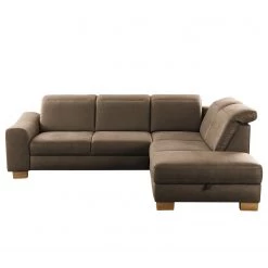 Fredriks Canapé d’angle Kikuu - Microfibre - Microfibre Taeko: Marron foncé - Méridienne longue à droite (vue de face) - Avec fonction couchage -Canapés Soldes Magasin 1000314637 211221 130530001040 DETAILS P000000001000314637