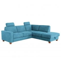 Fredriks Canapé d’angle Ford Point - Tissage à plat - Tissu Palila: Bleu clair - Méridienne longue à droite (vue de face) - Avec fonction couchage