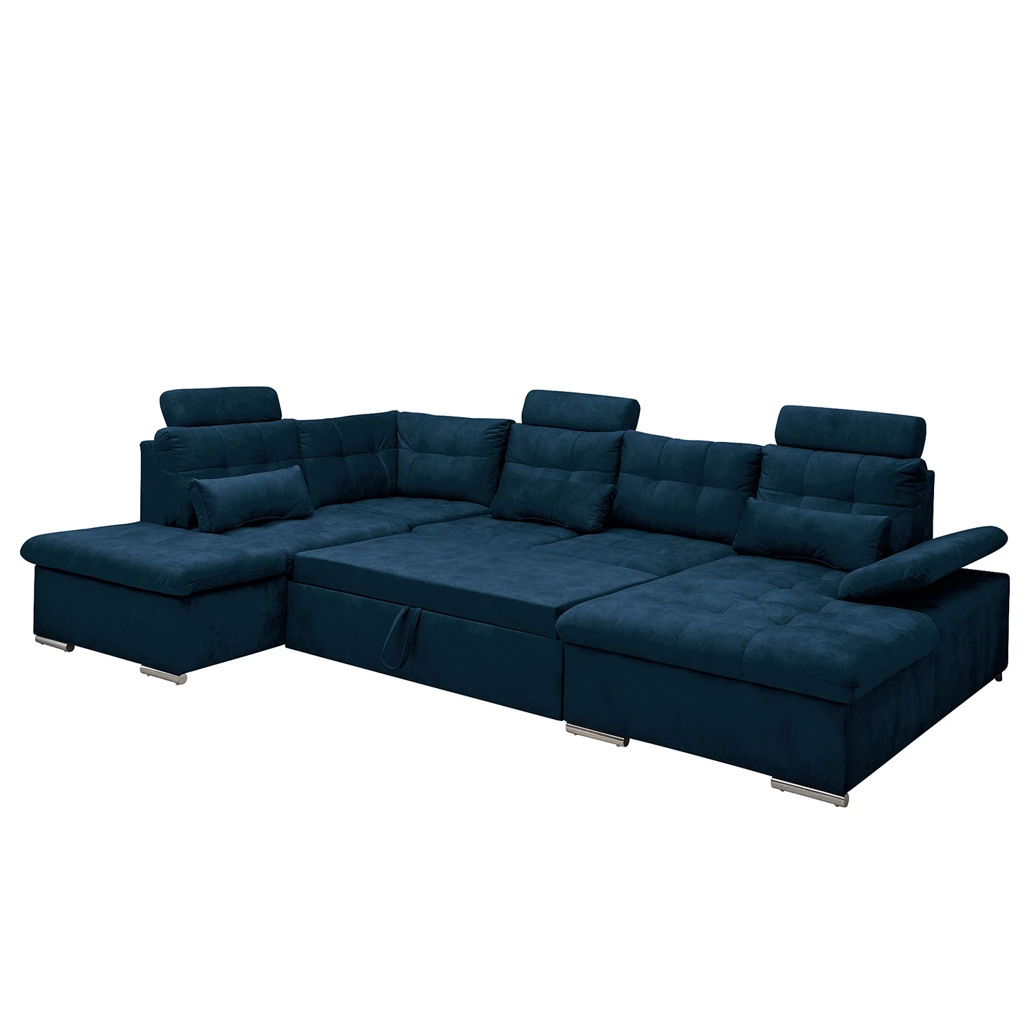 Fredriks Canapé panoramique Puntiro III - Microfibre Salvo: Bleu nuit - Méridienne courte à droite / longue à gauche (vue de face) - Avec fonction couchage 6 Fredriks Canapé panoramique Puntiro III - Microfibre Salvo: Bleu nuit - Méridienne courte à droite / longue à gauche (vue de face) - Avec fonction couchage – Image 6