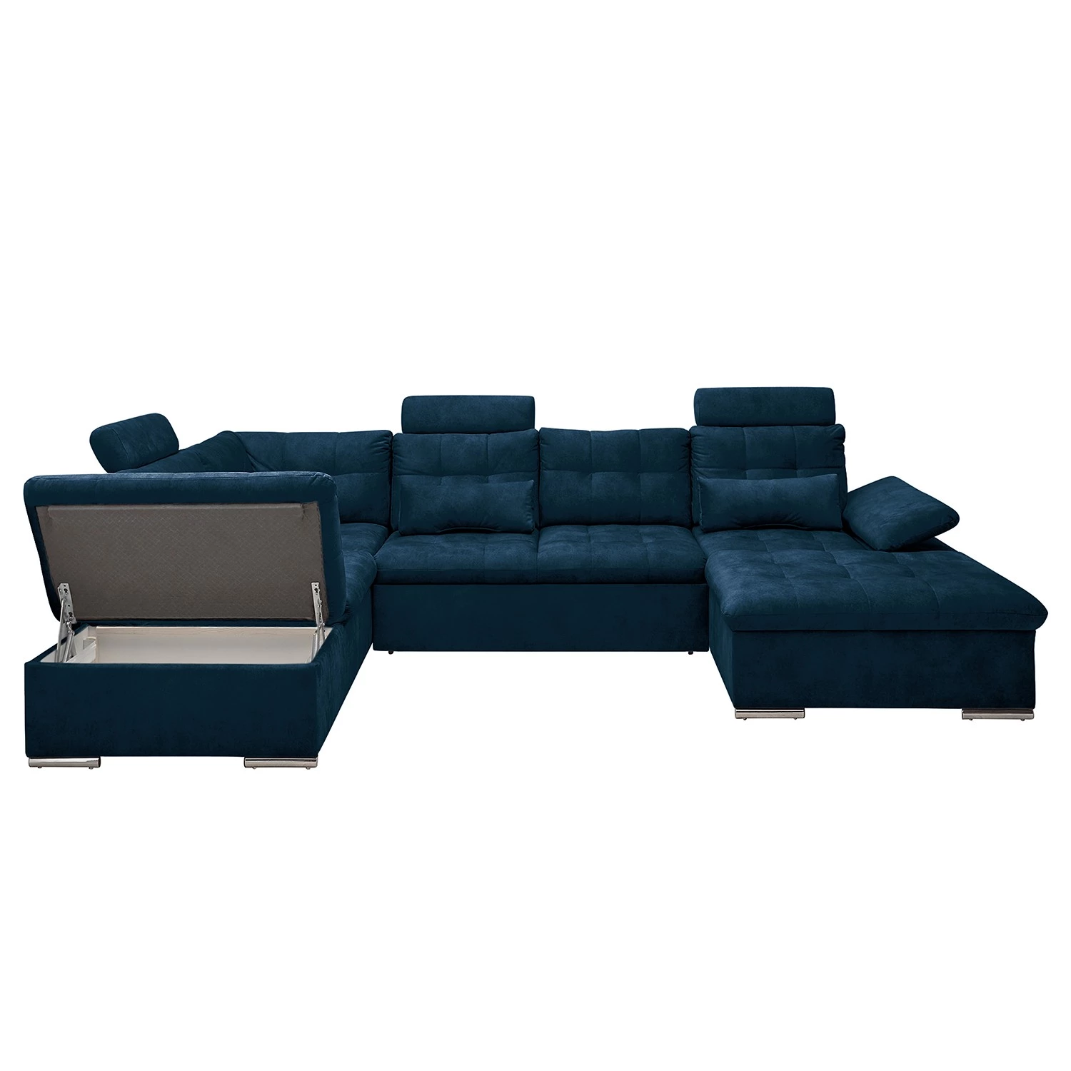 Fredriks Canapé panoramique Puntiro III - Microfibre Salvo: Bleu nuit - Méridienne courte à droite / longue à gauche (vue de face) - Avec fonction couchage 10 Fredriks Canapé panoramique Puntiro III - Microfibre Salvo: Bleu nuit - Méridienne courte à droite / longue à gauche (vue de face) - Avec fonction couchage – Image 10