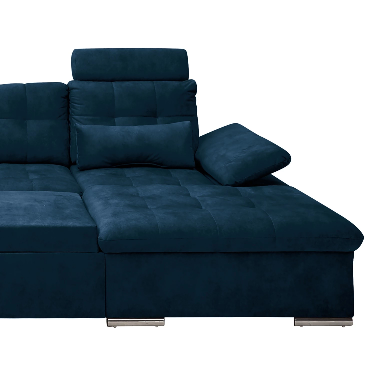 Fredriks Canapé panoramique Puntiro III - Microfibre Salvo: Bleu nuit - Méridienne courte à droite / longue à gauche (vue de face) - Avec fonction couchage 11 Fredriks Canapé panoramique Puntiro III - Microfibre Salvo: Bleu nuit - Méridienne courte à droite / longue à gauche (vue de face) - Avec fonction couchage – Image 11