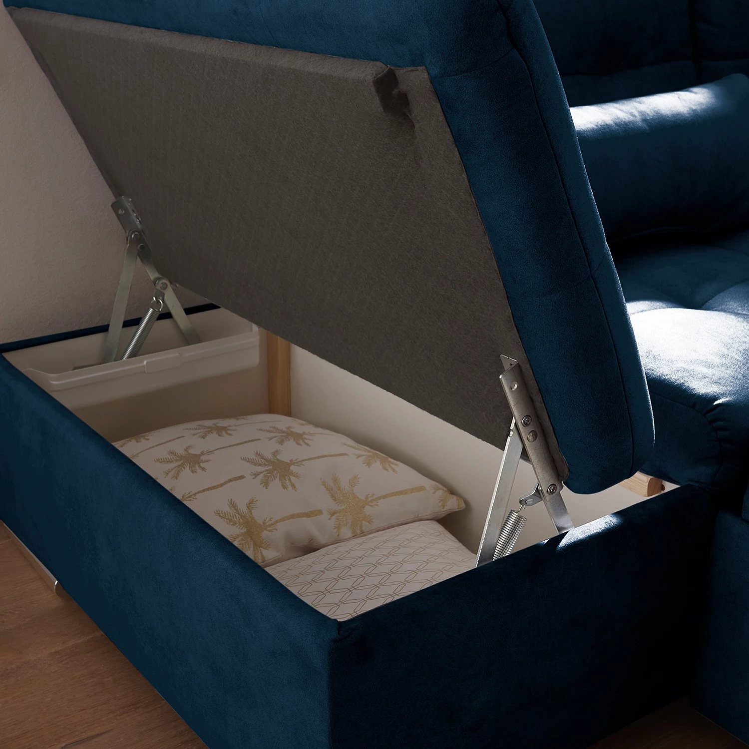 Fredriks Canapé panoramique Puntiro III - Microfibre Salvo: Bleu nuit - Méridienne courte à droite / longue à gauche (vue de face) - Avec fonction couchage 12 Fredriks Canapé panoramique Puntiro III - Microfibre Salvo: Bleu nuit - Méridienne courte à droite / longue à gauche (vue de face) - Avec fonction couchage – Image 12