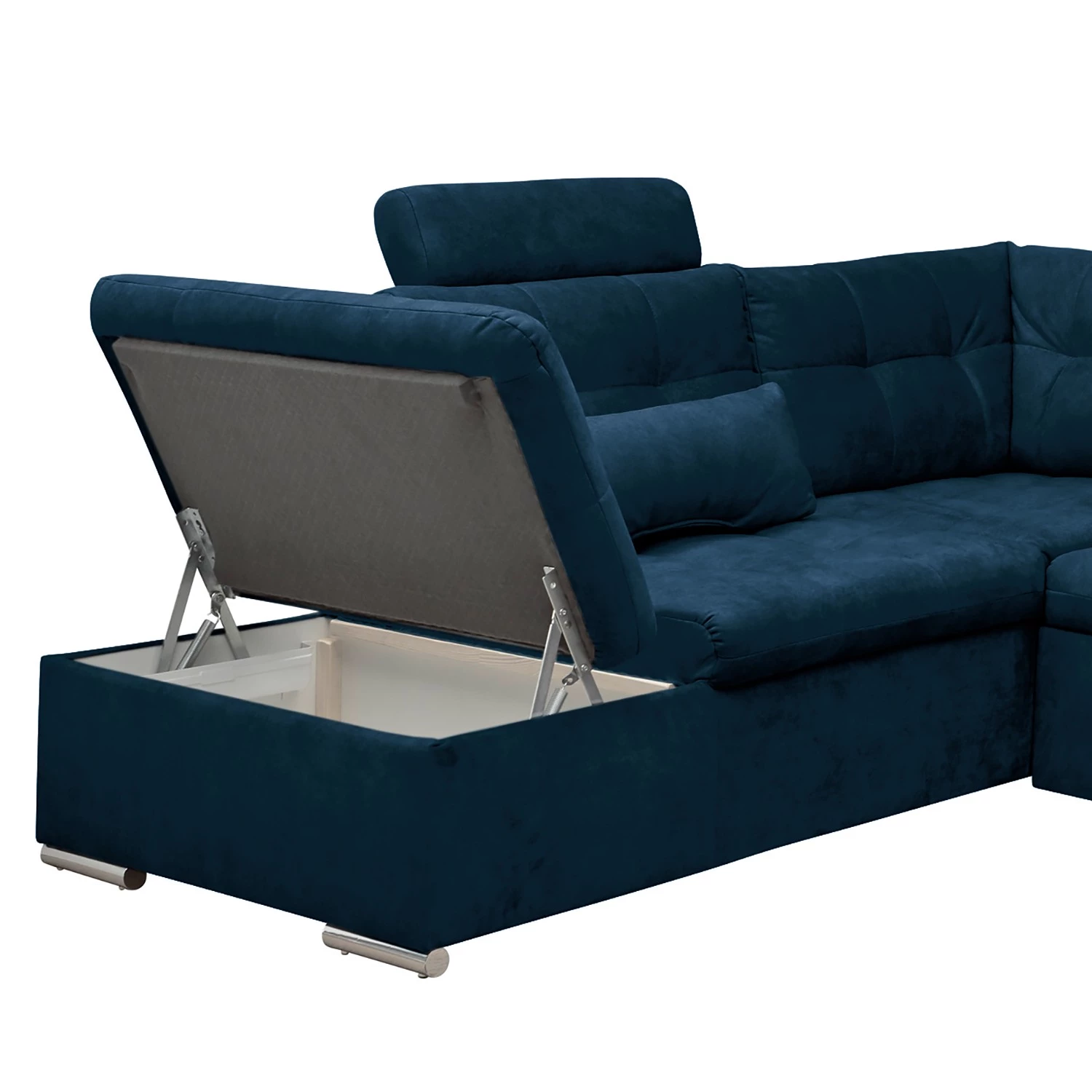 Fredriks Canapé panoramique Puntiro III - Microfibre Salvo: Bleu nuit - Méridienne courte à droite / longue à gauche (vue de face) - Avec fonction couchage 13 Fredriks Canapé panoramique Puntiro III - Microfibre Salvo: Bleu nuit - Méridienne courte à droite / longue à gauche (vue de face) - Avec fonction couchage – Image 13