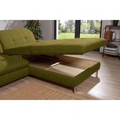 ADA trendline Canapé d’angle Newby - Chenille - Vert - Méridienne courte à droite (vue de face) - Avec fonction couchage -Canapés Soldes Magasin 1000316720 220317 050 DETAILS P000000001000316720