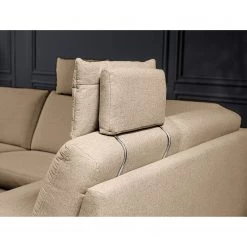 ADA trendline Canapé d’angle Nando - Tissage à plat - Beige - Méridienne courte à droite (vue de face) - Réglage électrique : 2 moteurs avec câble -Canapés Soldes Magasin 1000316738 220303 070 DETAILS P000000001000316738