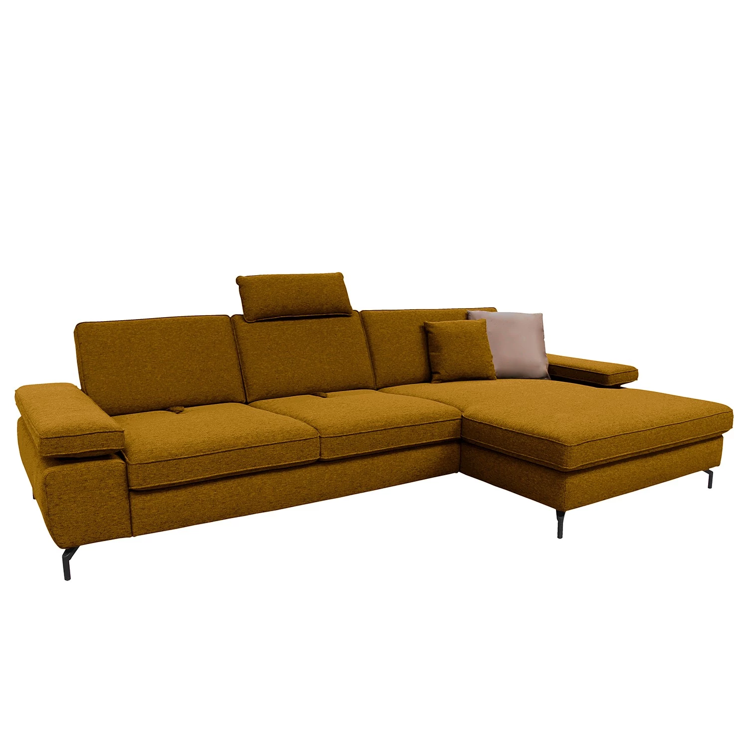 ADA trendline Canapé d’angle Palmy - Tissu - Jaune - Accoudoir monté à droite (vu de face) - Sans fonction couchage 2 ADA trendline Canapé d’angle Palmy - Tissu - Jaune - Accoudoir monté à droite (vu de face) - Sans fonction couchage – Image 2