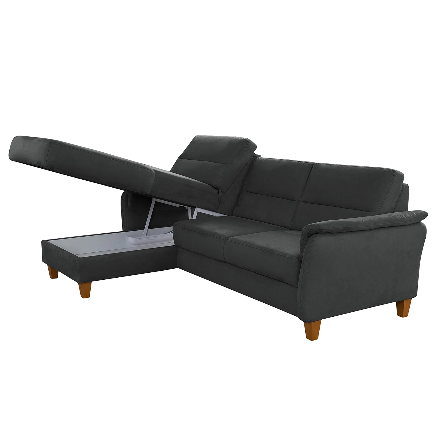 Loftscape Canapé d’angle Corvus - Microfibre Alais: Gris - Méridienne courte à gauche (vue de face) - Avec fonction couchage 4 Loftscape Canapé d’angle Corvus - Microfibre Alais: Gris - Méridienne courte à gauche (vue de face) - Avec fonction couchage – Image 4