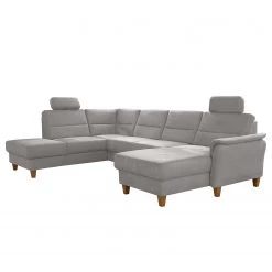 Loftscape Canapé panoramique Corvus - Microfibre Alais: Gris platine - Méridienne longue à gauche (vue de face) - Sans fonction couchage