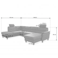 Loftscape Canapé panoramique Corvus - Microfibre Alais: Gris platine - Méridienne longue à gauche (vue de face) - Sans fonction couchage -Canapés Soldes Magasin 1000317098 220120 115521001251 SKETCH DETAILS P000000001000317098 sketch