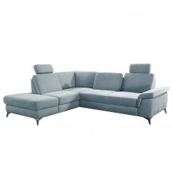 Loftscape Canapé d’angle Dearborn - Tissu Chenille Alix: Bleu clair - Méridienne longue à gauche (vue de face) - Avec fonction couchage -Canapés Soldes Magasin 1000317127 220120 11555301115 DETAILS P000000001000317127