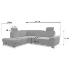 Loftscape Canapé d’angle Dearborn - Tissu Chenille Alix: Bleu clair - Méridienne longue à gauche (vue de face) - Avec fonction couchage -Canapés Soldes Magasin 1000317127 220120 11555401585 SKETCH DETAILS P000000001000317127 sketch