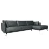Norrwood Canapé d’angle Frederike - Microfibre Faria: Gris foncé - Méridienne courte à droite (vue de face)
