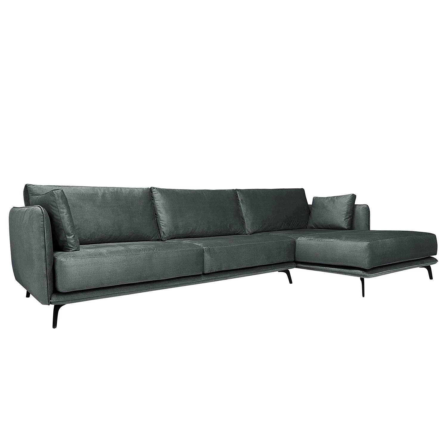 Norrwood Canapé d’angle Frederike - Microfibre Faria: Gris foncé - Méridienne courte à droite (vue de face) 1 Norrwood Canapé d’angle Frederike - Microfibre Faria: Gris foncé - Méridienne courte à droite (vue de face)