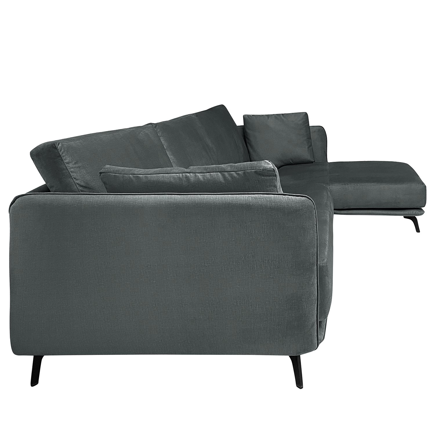 Norrwood Canapé d’angle Frederike - Microfibre Faria: Gris foncé - Méridienne courte à droite (vue de face) 3 Norrwood Canapé d’angle Frederike - Microfibre Faria: Gris foncé - Méridienne courte à droite (vue de face) – Image 3