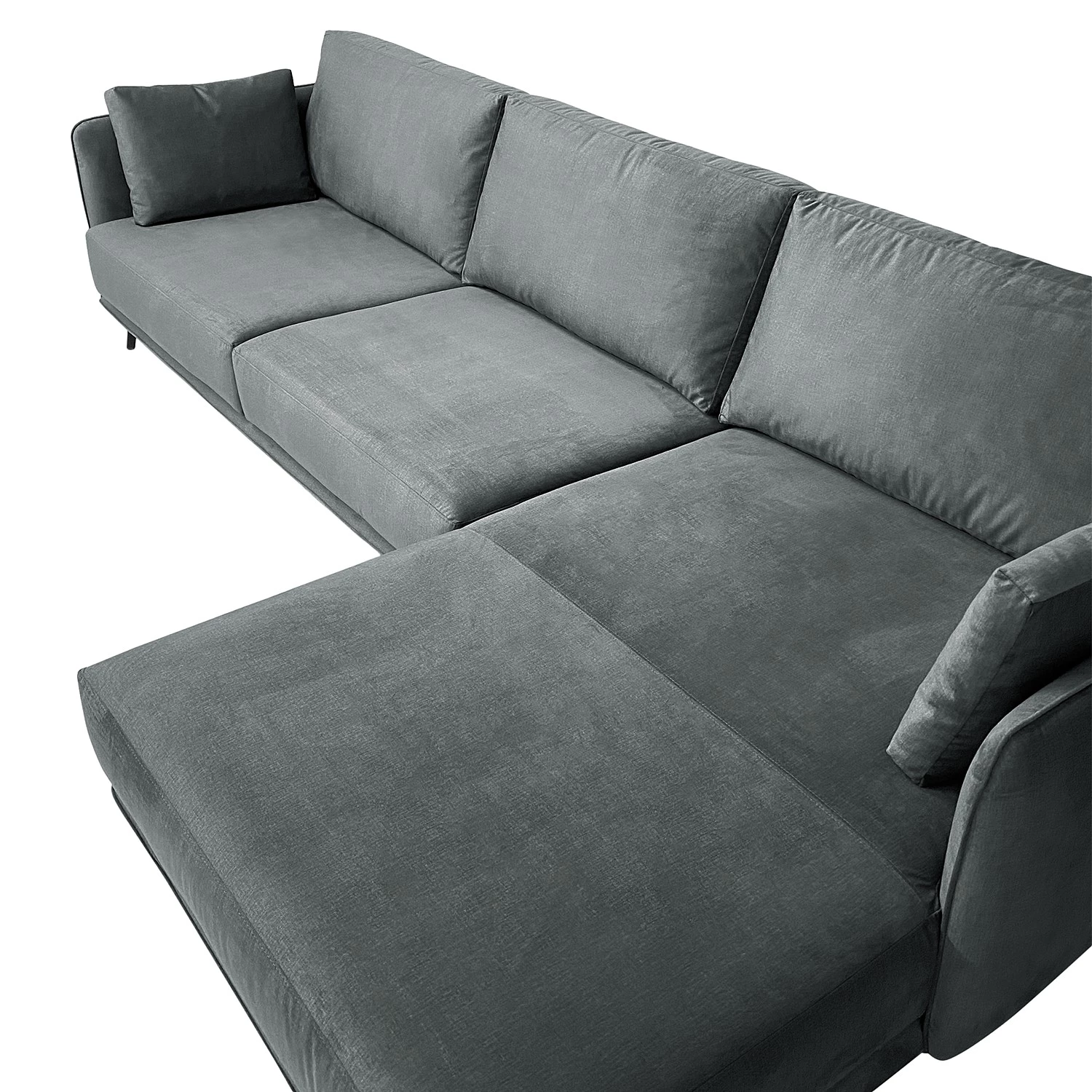 Norrwood Canapé d’angle Frederike - Microfibre Faria: Gris foncé - Méridienne courte à droite (vue de face) 7 Norrwood Canapé d’angle Frederike - Microfibre Faria: Gris foncé - Méridienne courte à droite (vue de face) – Image 7