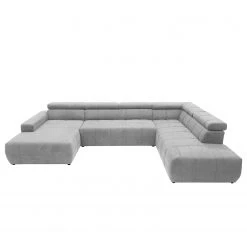 Fredriks Canapé panoramique Freetown - Microfibre - Gris lumineux - Méridienne courte à droite / longue à gauche (vue de face) -Canapés Soldes Magasin 1000336174 220221 080 DETAILS P000000001000336174