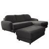Loftscape Canapé d’angle Tandil - Tissu Dolly: Noir - Méridienne courte à droite (vue de face) - Avec repose-pieds