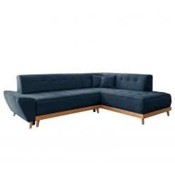 Norrwood Canapé d’angle Surribas II - Tissu Lark: Bleu foncé - Méridienne longue à droite (vue de face)