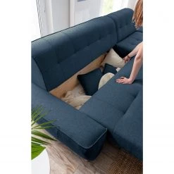 Norrwood Canapé d’angle Surribas II - Tissu Lark: Bleu foncé - Méridienne longue à droite (vue de face) -Canapés Soldes Magasin 1000336911 220401 060 DETAILS P000000001000336911