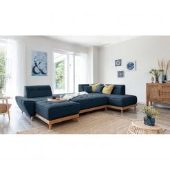 Norrwood Canapé panoramique Surribas - Tissu Lark: Bleu foncé - Méridienne courte à gauche / longue à droite (vue de face) -Canapés Soldes Magasin 1000336927 220401 021 MOOD DETAILS P000000001000336927 mood