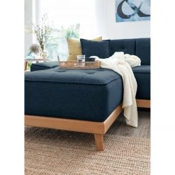 Norrwood Canapé panoramique Surribas - Tissu Lark: Bleu foncé - Méridienne courte à gauche / longue à droite (vue de face) -Canapés Soldes Magasin 1000336927 220401 090 DETAILS P000000001000336927