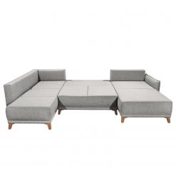 Mørteens Canapé panoramique Rutherford - Tissu Denga / Microfibre Laci: Argent / Anthracite - Méridienne longue montable des deux côtés -Canapés Soldes Magasin 1000340484 220513 050 DETAILS P000000001000340484